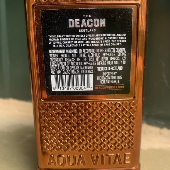BOTTLE - EMPTY  - THE DEACON SCOTLAND Scotch Whisky 700ml - Copper Color - Picture 7 of 13